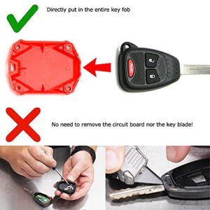 iJDMTOY Large/Big Red Plastic Key Remote Fob Enclosure Shell w/Black Keypads, Compatible with Jeep 2007-2017 Wrangler JK