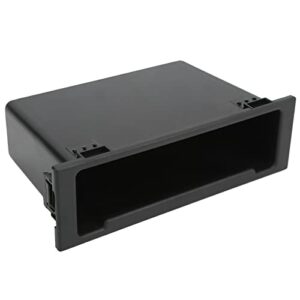 akozon car radio stereo storage box, single din dashboard organizer pocket dash black abs