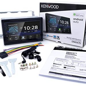 Kenwood DMX47S 6.8" Capacitive Touch Screen Digital Multimedia Receiver with Apple CarPlay & Android Auto (Does not Play CDs)