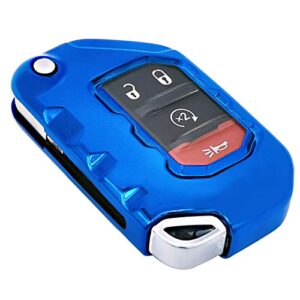 blue soft tpu flip key fob case holder jacket cover protector for jeep 2020 2021 gladiator jt sahara jlu 2018 2019 jeep wrangler jl jlu rubicon key remote control