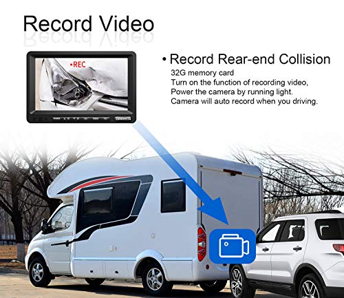 ZEROXCLUB HD Digital Wireless Backup Camera for RV/Truck/Trailer/Van/Bus, 7 Inch HD 1080p LCD Monitor and IP69 Waterproof Rear Camera System,HDCVI Signal,Night Vision,Record(SW01-black)