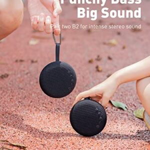 Fosi Audio B2 Bluetooth Shower Speaker, IPX7 Waterproof Bluetooth Speaker with 24H Playtime, Supports TWS Stereo Sound Mode, Portable Speakers Bluetooth Wireless for Outdoor, Hiking, Camping, Boating