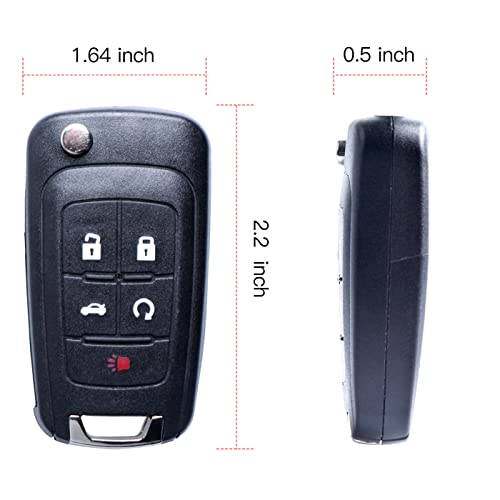 Keyless Entry Remote Flip Replacement Uncut Trunk Car Key Fob fits 2010-2016 Chevy Camaro Cruze Equinox Malibu,12-2017 Sonic,14-2017 Impala ,for Buick Regal Lacrosse Verano (OHT01060512) 1 Pack