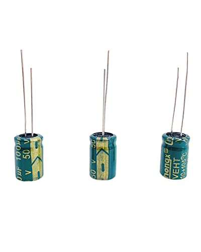 Cermant 100pcs 50V 100UF Capacitor 6X12mm(0.24x0.47in) High Frequency Aluminum Electrolytic Capacitors for TV, LCD Monitor, Radio, Stereo, Game