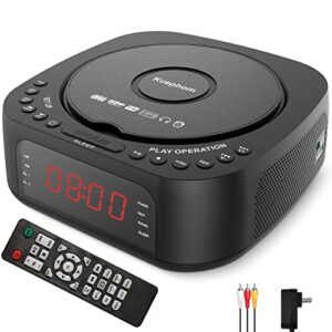 kuephom cd players for home with alarm clock,boombox cd player with bluetooth and radio,dvd players for tv,usb ports for playing and charging,rca ouput displaying video and picture,with remote