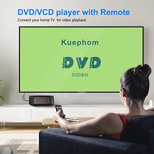 Kuephom CD Players for Home with Alarm Clock,Boombox CD Player with Bluetooth and Radio,DVD Players for TV,USB Ports for Playing and Charging,RCA ouput displaying Video and Picture,with Remote