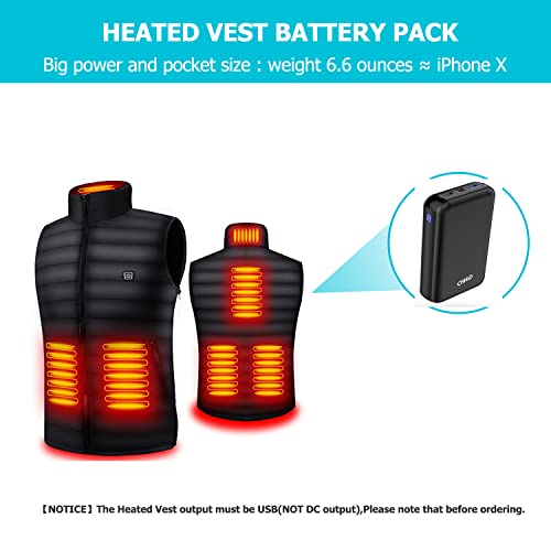 Pocket Size Power Bank 10000mah for Heated Vest,5V 2A Heated Jacket Battery Pack,LED Display Portable Charger with Dual USB,External Battery Phone Chager for iPhone,Android etc.