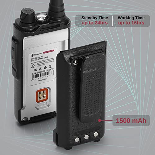 Radioddity GM-30 Original Battery with Belt Clip, GMRS Radio Handheld Battery, Rechargeable, BL-13UV, 1500mAh, 7.4V, Compatible MU-5 MURS Radio, TD-H5 P15UV UV-88 RT-85 GM-15 Pro