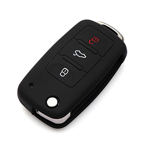 AndyGo Protective Silicone Key Cover Keyless Entry Remote Fob Shell Fit for VW Volkswagen 3 Button