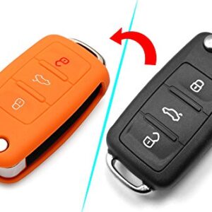 AndyGo Protective Silicone Key Cover Keyless Entry Remote Fob Shell Fit for VW Volkswagen 3 Button