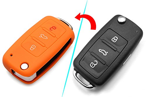 AndyGo Protective Silicone Key Cover Keyless Entry Remote Fob Shell Fit for VW Volkswagen 3 Button