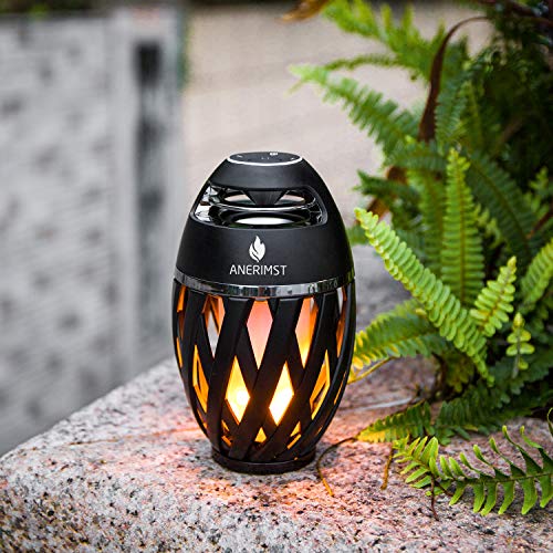 Outdoor Bluetooth Speaker with Flame Atmosphere, Electronics Gifts for Men, Women, Cool Gadgets for Porch Garden Parties, BT5.0, 5W Stereo Sound, Waterproof Wireless Speaker with Led Torch Light