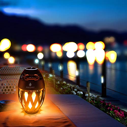 Outdoor Bluetooth Speaker with Flame Atmosphere, Electronics Gifts for Men, Women, Cool Gadgets for Porch Garden Parties, BT5.0, 5W Stereo Sound, Waterproof Wireless Speaker with Led Torch Light