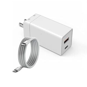 usb c wall charger, geibiu 65w dual port pd 3.0 gan fast charger with 6ft usb c to usb c cable, foldable power adapter for iphone 13/13 mini/13 pro/13 pro max/12, galaxy, ipad/ipad mini and more