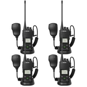 samcom fpcn10a two way radios long range walkie talkies for adults, 3000mah high power 2 way radios rechargeable programmable heavy duty uhf handheld radios with shoulder speaker mic (4 pack)