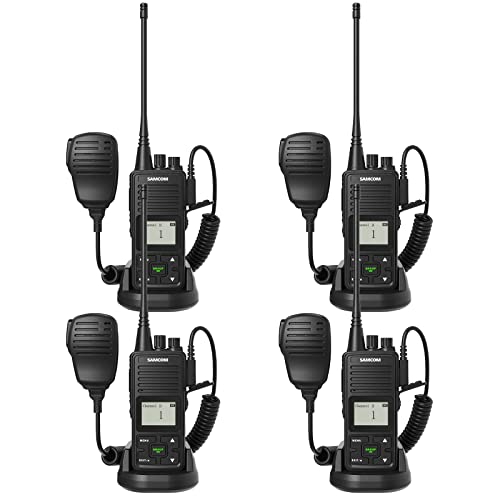 SAMCOM FPCN10A Two Way Radios Long Range Walkie Talkies for Adults, 3000mAh High Power 2 Way Radios Rechargeable Programmable Heavy Duty UHF Handheld Radios with Shoulder Speaker Mic (4 Pack)