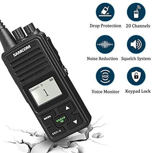 SAMCOM FPCN10A Two Way Radios Long Range Walkie Talkies for Adults, 3000mAh High Power 2 Way Radios Rechargeable Programmable Heavy Duty UHF Handheld Radios with Shoulder Speaker Mic (4 Pack)