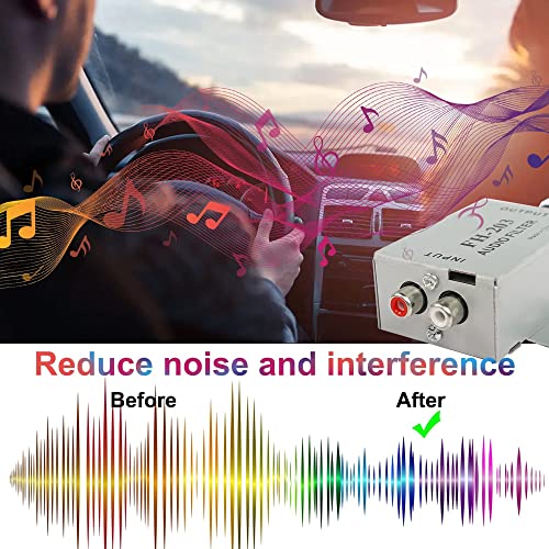 XMSJSIY Car Audio Noise Isolator Filter, 2 Channel RCA Ground Loop Signal Noise Suppressor Filter Eliminator for Amplifier Speaker Car Audio Systems