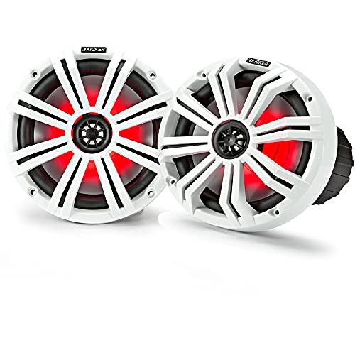 KICKER 8" White Marine LED Speakers - 1-Pair of OEM Replacement Speakers