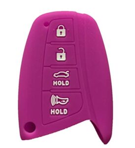 rpkey silicone keyless entry remote control key fob cover case protector replacement fit for 2015 2016 hyundai genesis 2013 2014 2015 santa fe 2014 2015 equus 2015 azera sy5dmfna04(violet)