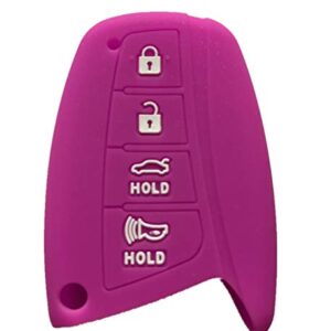 Rpkey Silicone Keyless Entry Remote Control Key Fob Cover Case protector Replacement Fit For 2015 2016 Hyundai Genesis 2013 2014 2015 Santa Fe 2014 2015 Equus 2015 Azera SY5DMFNA04(Violet)