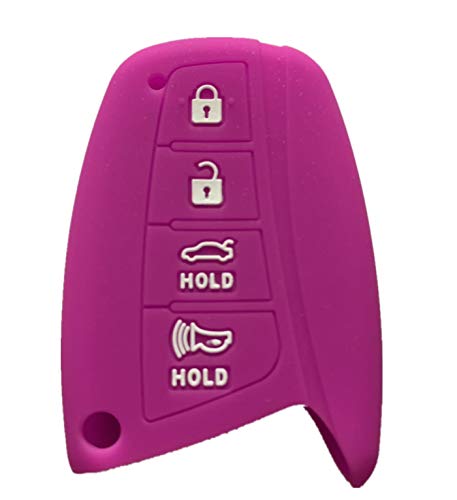 Rpkey Silicone Keyless Entry Remote Control Key Fob Cover Case protector Replacement Fit For 2015 2016 Hyundai Genesis 2013 2014 2015 Santa Fe 2014 2015 Equus 2015 Azera SY5DMFNA04(Violet)