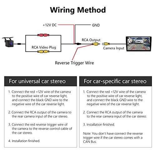 2022 Eonon A0125 Backup Camera Wide Angle 140° Waterproof Rearview Compatible with All Eonon Car Stereos: X20, Q03PRO, Q80PRO, Q53PRO, Q65PRO, Q63PRO, Q51PRO, Q50PRO, Q67PRO, Q98PRO, R03, R53, R80