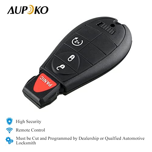 Aupoko GQ4-53T 4 Buttons Keyless Entry Remote Key Fob, Replace# 56046955,56046955AG, 56046955AA, 56046955AB, Replacement for Dodge 2013-2018 Ram 1500 2500 3500