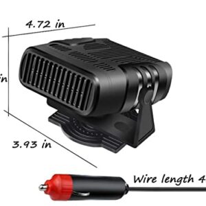 12V Car Heater, 150W Electionic Auto Defrost Defogger, 2 in 1 Portable Heating/Cooling Fan for Truck, 3-Outlet, Plug Into Cigarette Lighter, 360 Degree Rotary-2022 Upgraded