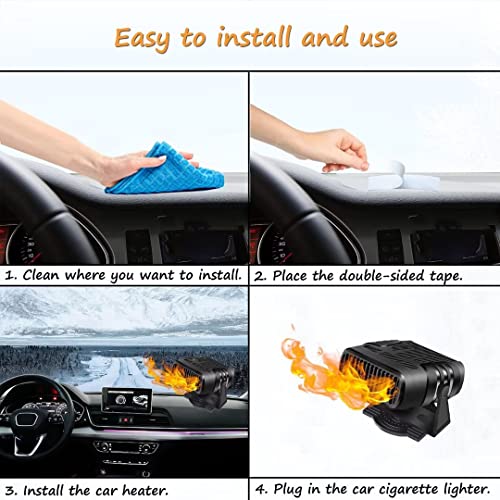 12V Car Heater, 150W Electionic Auto Defrost Defogger, 2 in 1 Portable Heating/Cooling Fan for Truck, 3-Outlet, Plug Into Cigarette Lighter, 360 Degree Rotary-2022 Upgraded