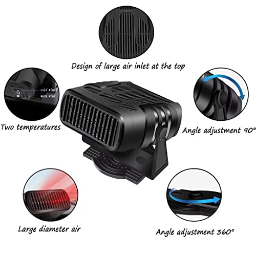 12V Car Heater, 150W Electionic Auto Defrost Defogger, 2 in 1 Portable Heating/Cooling Fan for Truck, 3-Outlet, Plug Into Cigarette Lighter, 360 Degree Rotary-2022 Upgraded