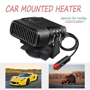 12V Car Heater, 150W Electionic Auto Defrost Defogger, 2 in 1 Portable Heating/Cooling Fan for Truck, 3-Outlet, Plug Into Cigarette Lighter, 360 Degree Rotary-2022 Upgraded