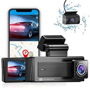 v6d dash cam front and rear,4k+1080p dual dash camera for cars,built-in wifi gps car camera,3.18-inch display dashcam,170° wide angle dashboard camera recorder, night vision, parking monitor