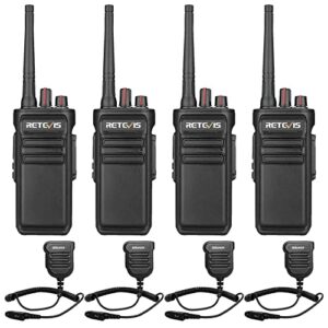 retevis rb23 long range walkie talkies(ip67) with mic(ip54), adults high power 2 way radios, waterproof dustproof, shock resistant, for construction jobsite industrial (4 pack)