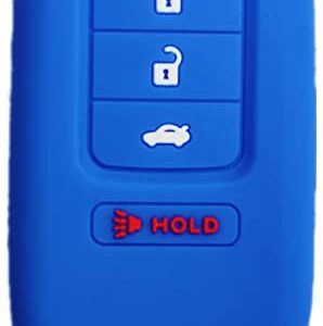 Silicone Smart Key Fob Cover Case Protector Keyless Remote Holder for 2013-2021 Honda Accord CR-V HR-V CR-Z 4 Buttons Blue