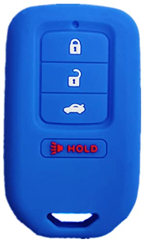 Silicone Smart Key Fob Cover Case Protector Keyless Remote Holder for 2013-2021 Honda Accord CR-V HR-V CR-Z 4 Buttons Blue