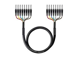 monoprice 8-channel 1/4 inch ts male to 1/4 inch ts male snake 26awg cable c/d – 6 feet with 8 balanced mono/unbalanced stereo lines
