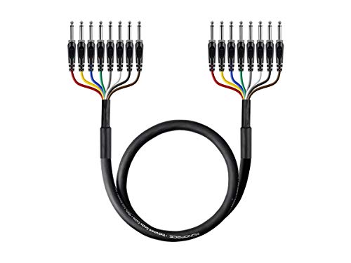 Monoprice 8-Channel 1/4 Inch TS Male to 1/4 Inch TS Male Snake 26AWG Cable C/d - 6 Feet with 8 Balanced Mono/Unbalanced Stereo Lines