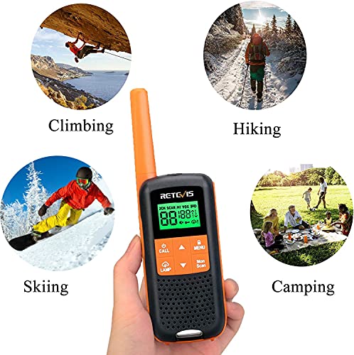 Retevis RT49 Walkie Talkies Rechargeable,IP65 Waterproof Two Way Radios for Adults, NOAA VOX Flashlight 1200mAh AA Battery, Long Range 2 Way Radio for Outdoor Hiking Camping Skiing(2 Pack)