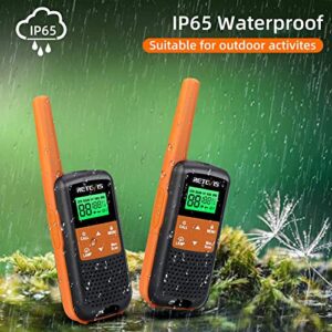 Retevis RT49 Walkie Talkies Rechargeable,IP65 Waterproof Two Way Radios for Adults, NOAA VOX Flashlight 1200mAh AA Battery, Long Range 2 Way Radio for Outdoor Hiking Camping Skiing(2 Pack)