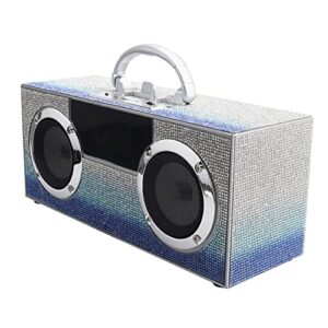 Wireless Express - Mini Boombox with LED Speakers – Retro Bluetooth Speaker w/Enhanced FM Radio - Perfect for Home and Outdoor (Blue Bling)