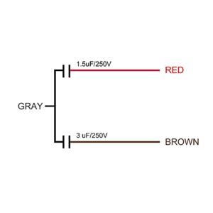 uxcell Ceiling Fan Capacitor CBB61 1.5/3uF 250V AC 3 Wires Metallized Polypropylene Film Capacitor 38x31x22mm for Electric Fan Pump Motor Generator 2Pcs