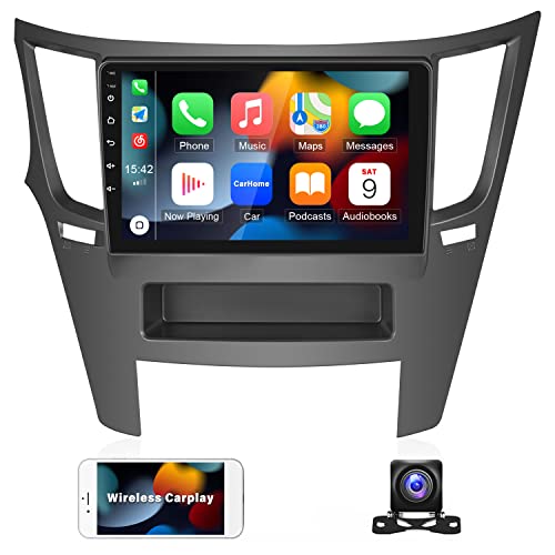 UNITOPSCI Android Car Stereo Radio for Subaru Outback Legacy 2010 2011 2012 2013 2014 Apple CarPlay Android Auto Bluetooth 9 Inch HD Touchscreen FM GPS Navigation WiFi HiFi USB with AHD Backup Camera