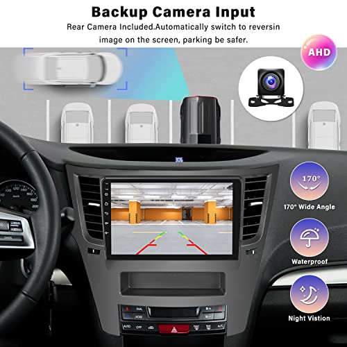 UNITOPSCI Android Car Stereo Radio for Subaru Outback Legacy 2010 2011 2012 2013 2014 Apple CarPlay Android Auto Bluetooth 9 Inch HD Touchscreen FM GPS Navigation WiFi HiFi USB with AHD Backup Camera