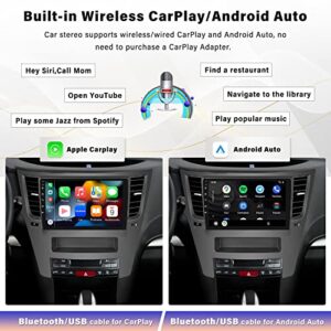 UNITOPSCI Android Car Stereo Radio for Subaru Outback Legacy 2010 2011 2012 2013 2014 Apple CarPlay Android Auto Bluetooth 9 Inch HD Touchscreen FM GPS Navigation WiFi HiFi USB with AHD Backup Camera