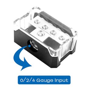 Seamaka 2PCS 4 Way Power Distribution Block,0/2/4 AWG Gauge in 4/8/10 Gauge Out,Amp Distribution Connecting Block for Car Audio Splitter O-072-2PCS