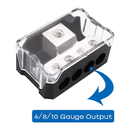 Seamaka 2PCS 4 Way Power Distribution Block,0/2/4 AWG Gauge in 4/8/10 Gauge Out,Amp Distribution Connecting Block for Car Audio Splitter O-072-2PCS