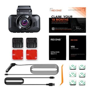 RexingUSA V55 Dash Cam - 4k Modular Capabilities, 5.0 GHz Wi-Fi, GPS Car Dash Camera Recorder, Night Vision, Loop Recording, Parking Monitor, Supercapacitor, Support 256GB Max, Voice Control (2023)