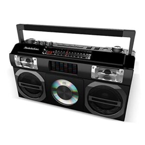 studebaker sb2149b master blaster bluetooth boombox with 3 way power, am/fm radio, usb port, cd player with mp3 playback, led eq and 10 watts rms speaker in black