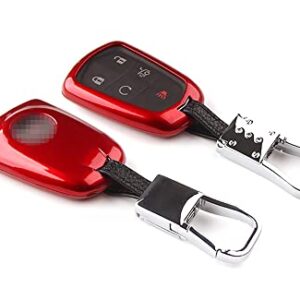 iJDMTOY Exact Fit Glossy Red Smart Key Fob Shell Cover Compatible With 2015-up Cadillac ATS CTS CT6 ELR XTS XT5 SRX Escalade (Please verify your actual key before buying)